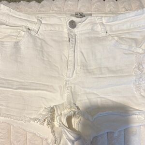White Distressed Denim Shorts
